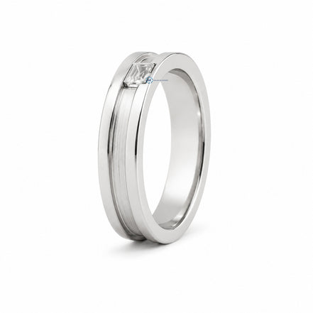Emerald Cut Moissanite Bezel Set Solitaire Men's Ring
