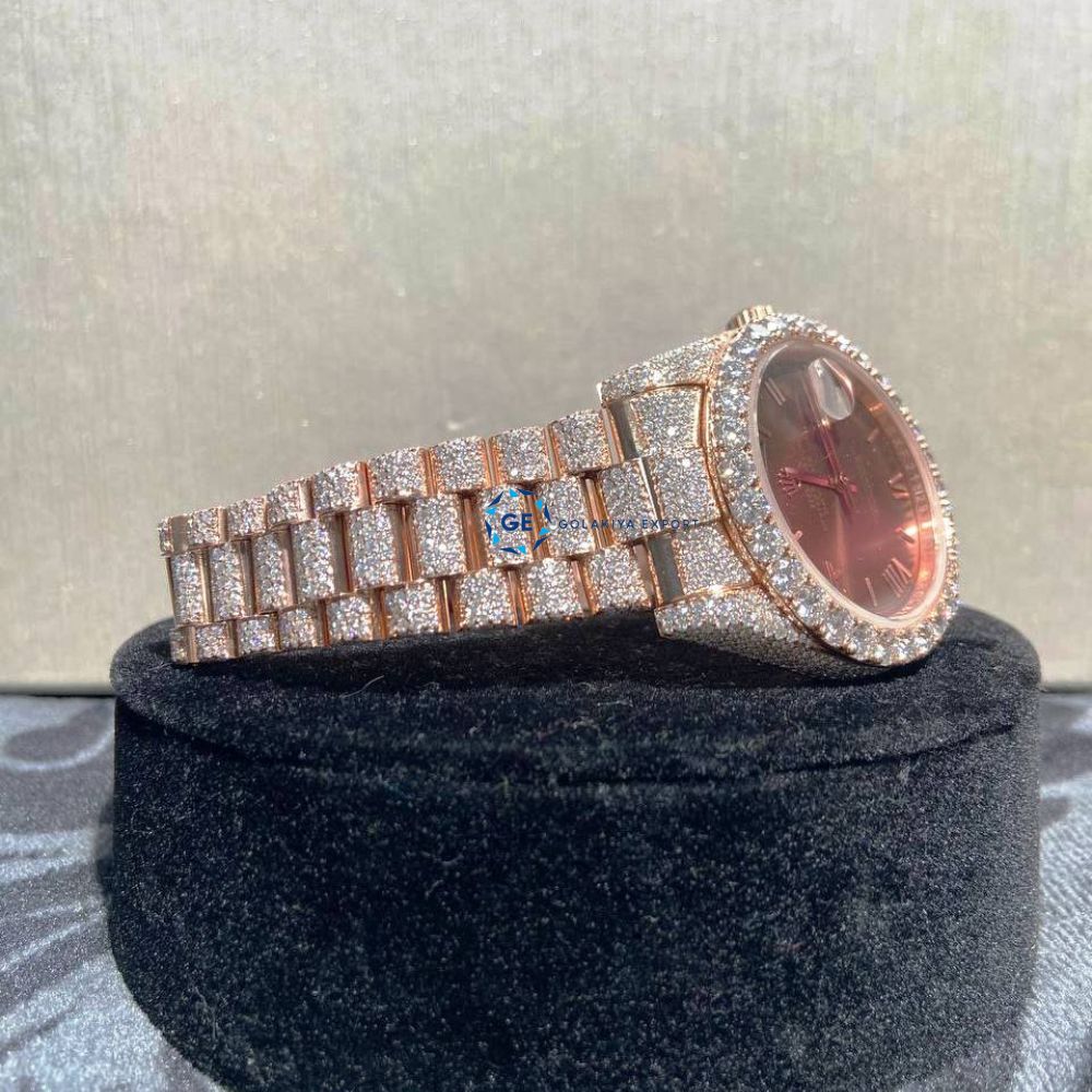 Drown Dial Full Rose Dat Date Luxury Watch For Men's