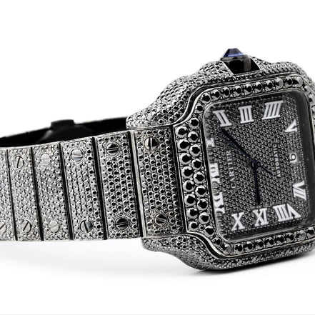 Black Moissanite Diamond Luxury Hip Hop Watch