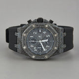 Black Moissanite Rubber Strap Luxury Watch For Men's