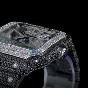 Formal Style Black Moissanite Skeleton Iced Out Watch