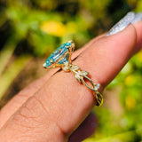 Green Marquise Cut Yellow Gold Vintage Ring