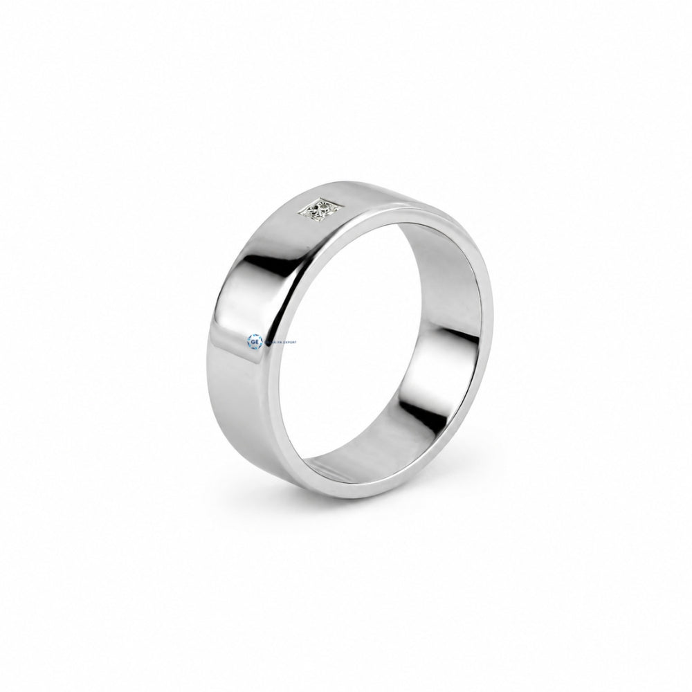 Princess Cut Moissanite Bezel Solitaire Men's Ring