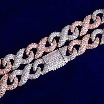 Dual Tone Infinity Miami Link Moissanite Chain