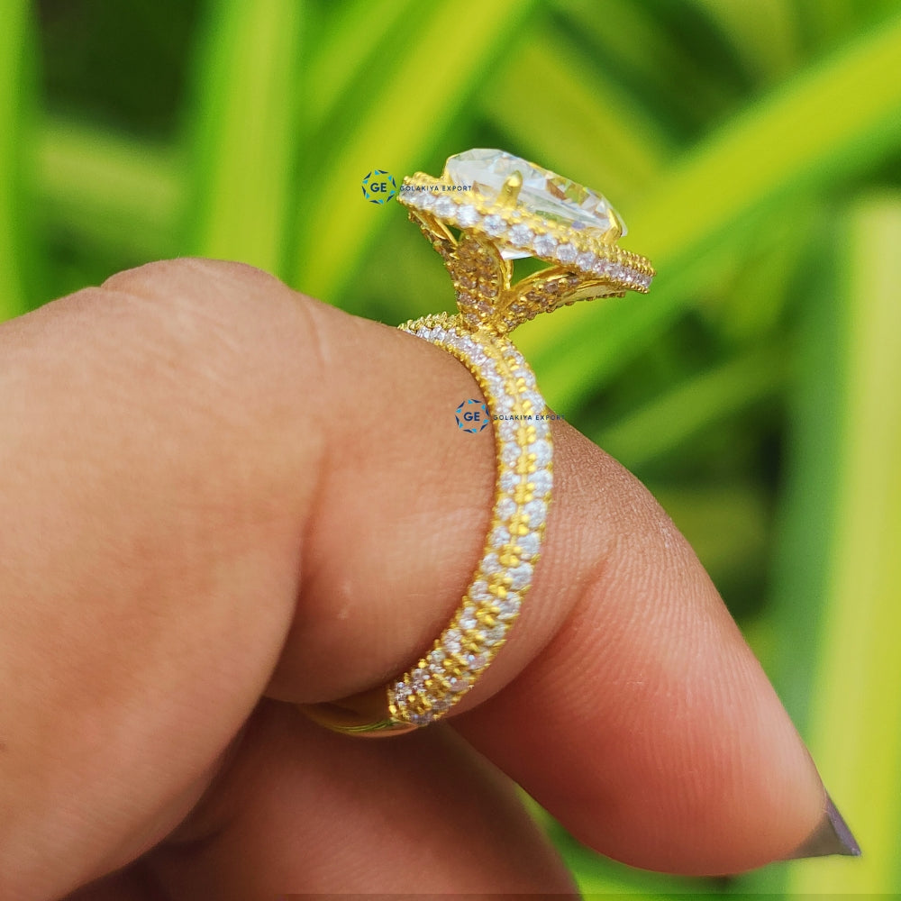 Pear Cut Lab Grown Diamond Micro Pave Wedding Ring
