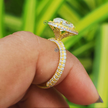 Pear Cut Lab Grown Diamond Micro Pave Wedding Ring