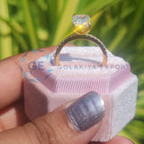 Yellow Gold Radiant Cut Pave Set Ring For Women