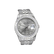 Grey Dial Stainless Steel Moissanite Diamond Unisex Watch