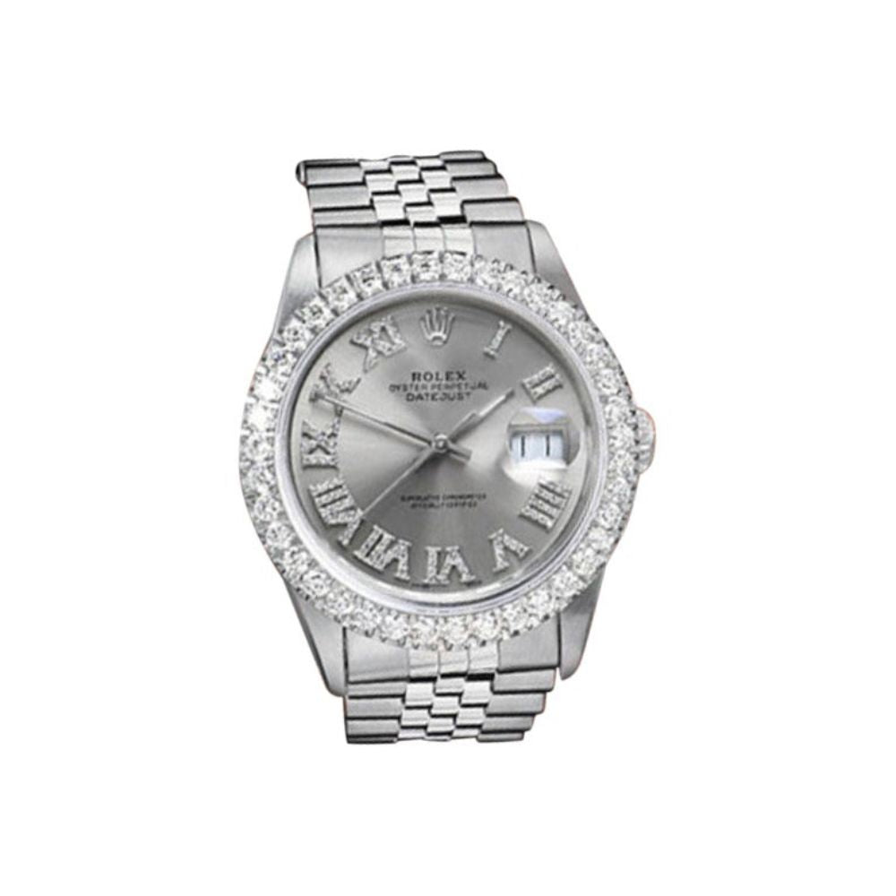 Grey Dial Stainless Steel Moissanite Diamond Unisex Watch
