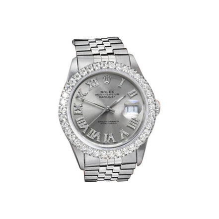 Grey Dial Stainless Steel Moissanite Diamond Unisex Watch