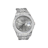 Grey Dial Stainless Steel Moissanite Diamond Unisex Watch