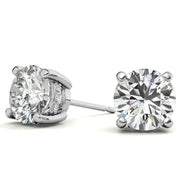 Hidden Halo Round Cut Moissanite Earrings For Her