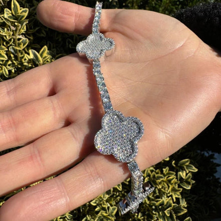 925 Sterling Silver Clover Tennis Bracelet
