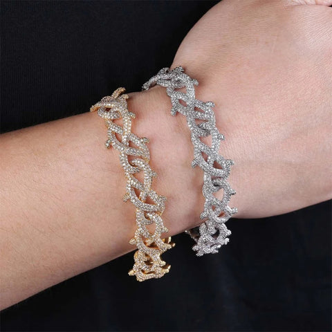 925 Sterling Silver Moissanite Crown Of Thorns Bracelet
