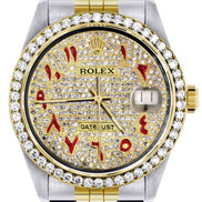 Iced Out Red Arabic Dial Dual Tone Stylish Watch