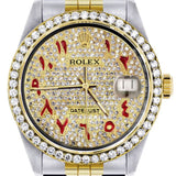 Iced Out Red Arabic Dial Dual Tone Stylish Watch