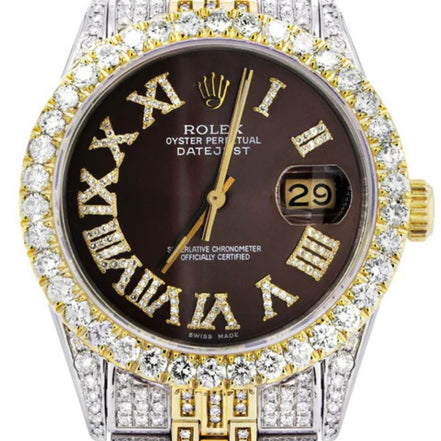 Brown Color Roman Dial Analog Moissanite Diamond Watch