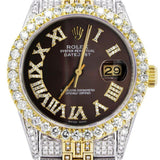 Brown Color Roman Dial Analog Moissanite Diamond Watch