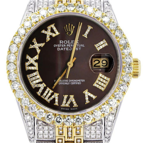 Brown Color Roman Dial Analog Moissanite Diamond Watch