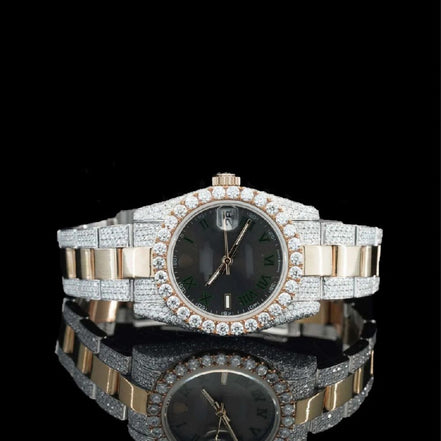 Automatic Stainless Steel Moissanite Dual Tone Watch