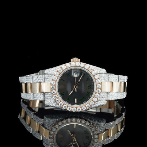 Automatic Stainless Steel Moissanite Dual Tone Watch