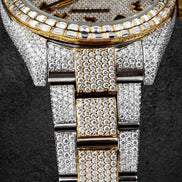 Dual Tone Iced Out Baguette Cut Moissanite Diamond Watch