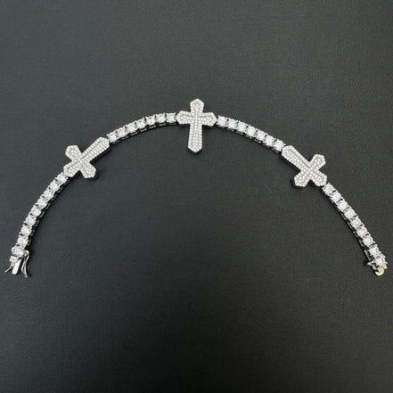 Moissanite Cross Iced Out Tennis Bracelet