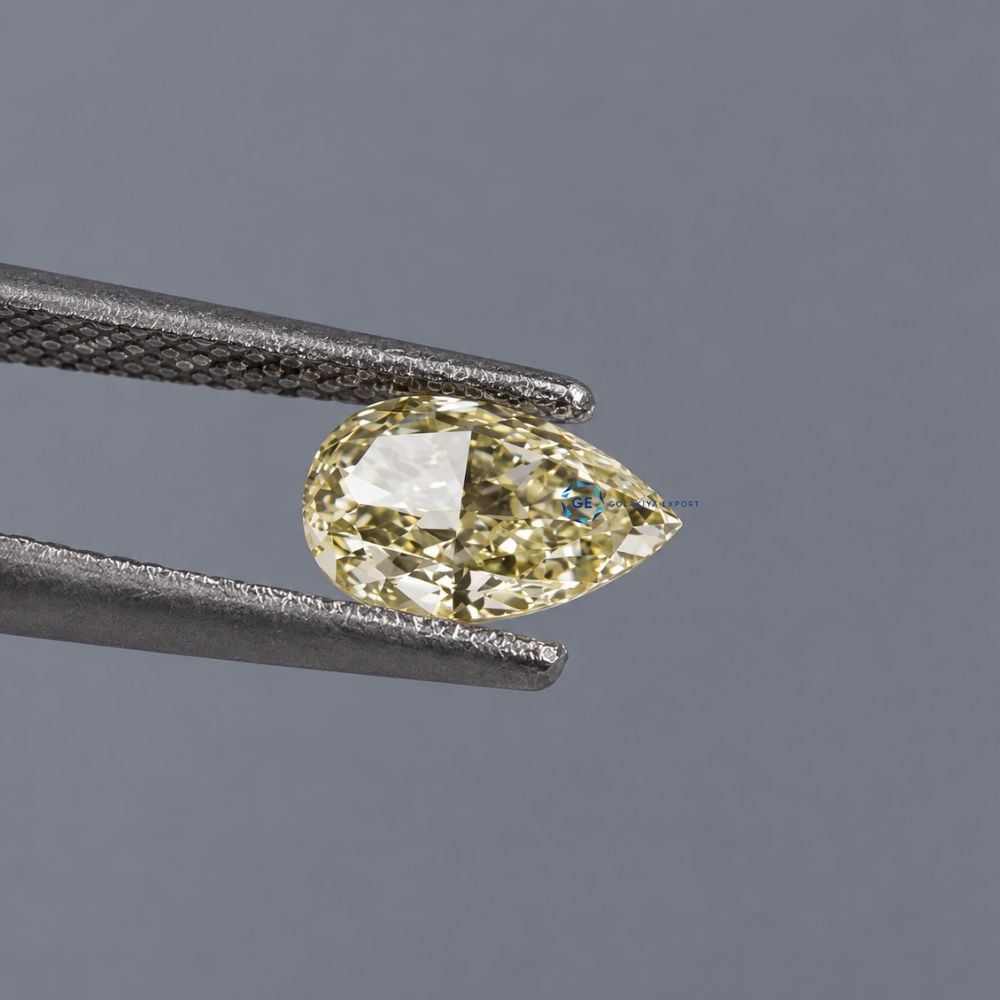 Yellow Pear Cut Lab Grown Diamond, IGI Certified Diamond