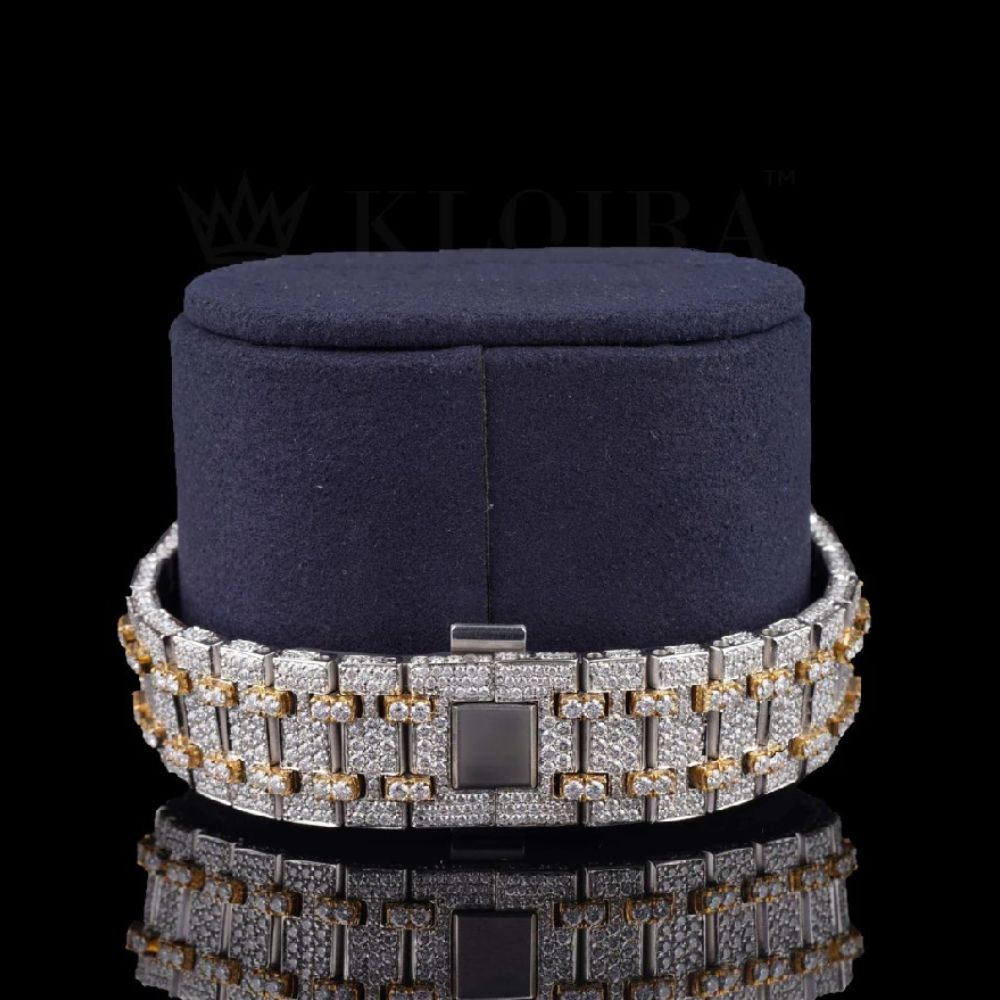 Moissanite Dual Tone Men's Wrist Watch