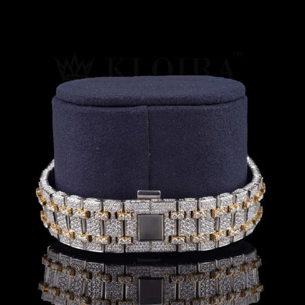 Moissanite Dual Tone Men's Wrist Watch