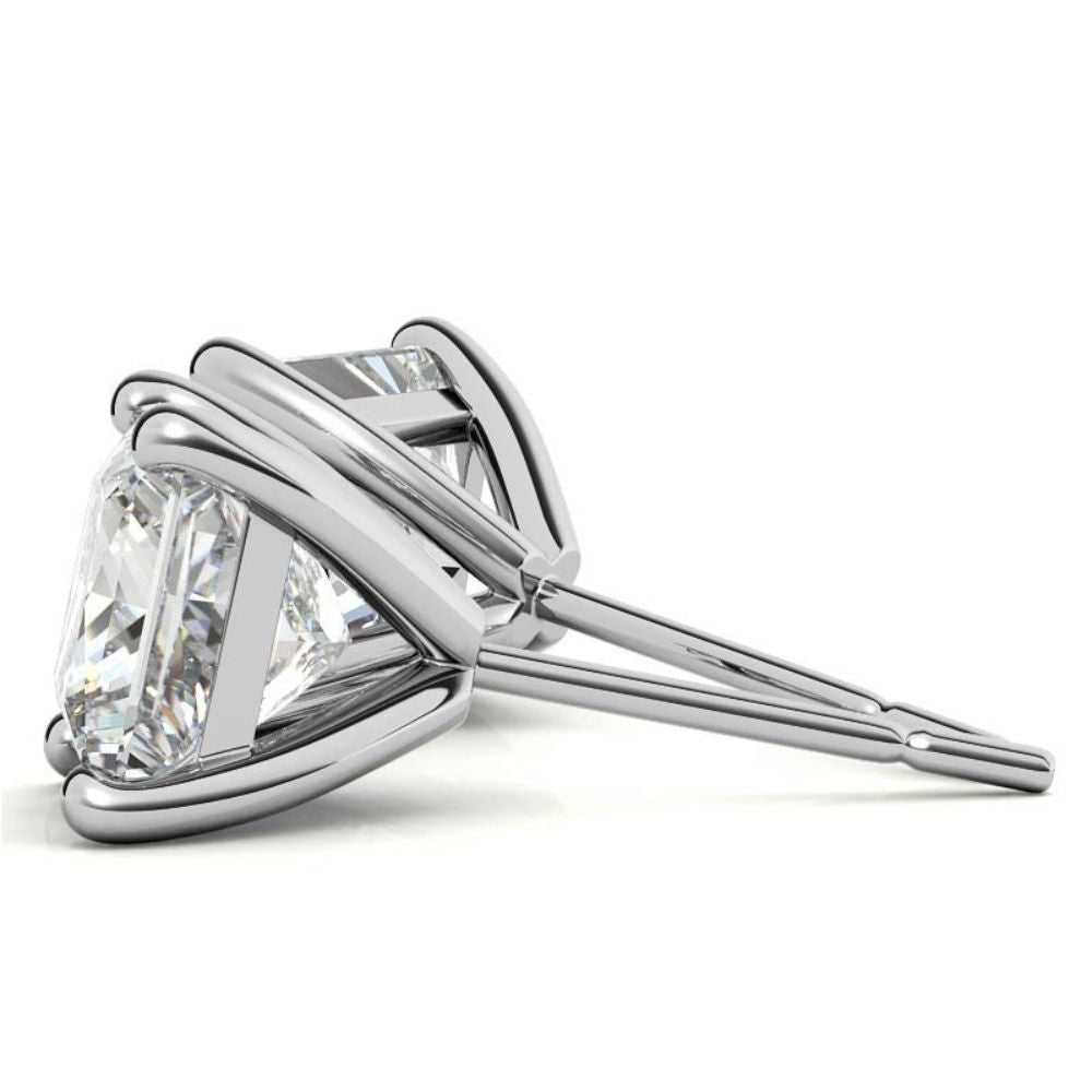 Small Princess Cut Moissanite Dainty Earrings