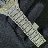 Skeleton Fully Moissanite Bust Down Wrist Watch For Men's