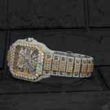 Dual Tone Skeleton VVS1 Moissanite Watch Gift For Him