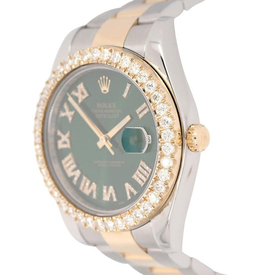 Stainless Steel Green Dial Moissanite Watch