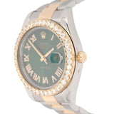 Stainless Steel Green Dial Moissanite Watch