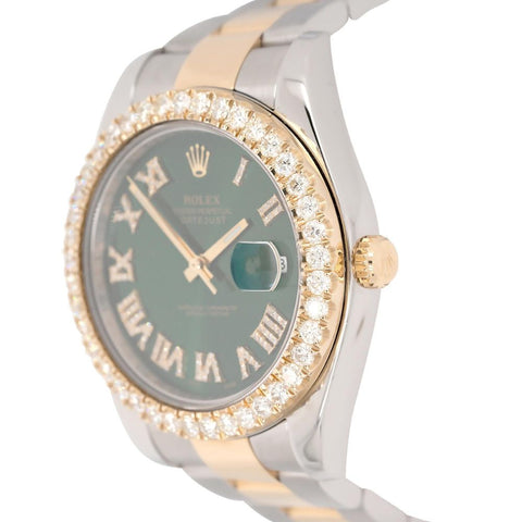Stainless Steel Green Dial Moissanite Watch