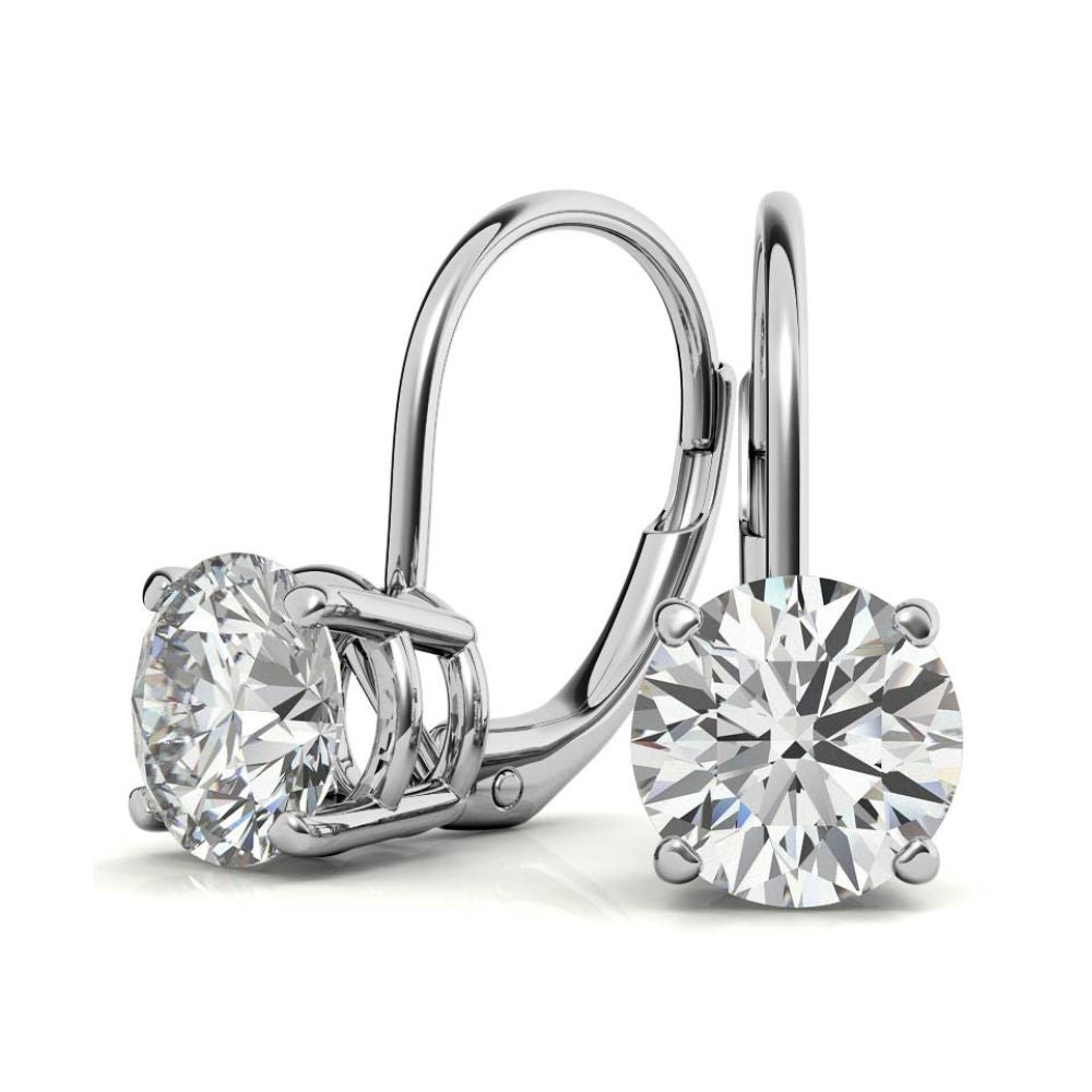 Classic Solitaire Round Cut Moissanite Hoop Earrings