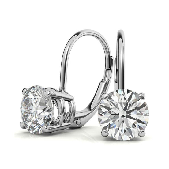 Classic Solitaire Round Cut Moissanite Hoop Earrings