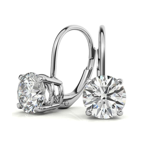 Classic Solitaire Round Cut Moissanite Hoop Earrings