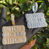 Hip Hop Iced Out Snitches Get Stitches Moissanite Diamond Pendant