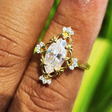 Lab Grown Diamond Marquise Cut Vintage Art Deco Wedding Ring