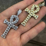 Excellent Ankh Cuban Link Cross Moissanite Pendant