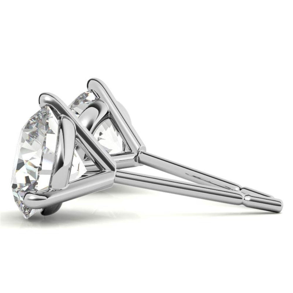 Three Prong Moissanite Round Cut Minimal Earrings For Her
