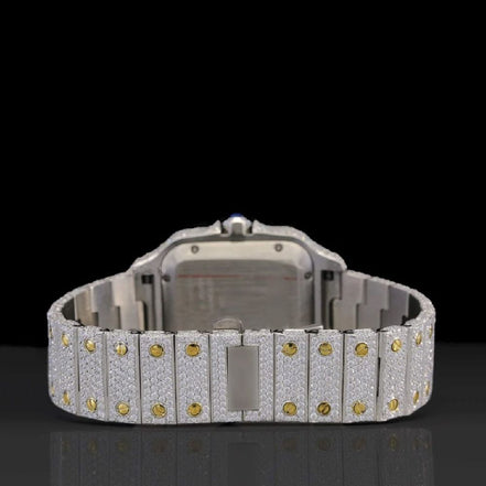 Moissanite Round Cut Dual Tone Hip Hop Watch