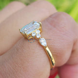 2.5 CT Emerald Cut Lab Grown Diamond Unique Wedding Ring
