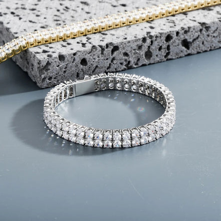 Double Row Round Moissanite Tennis Bracelet