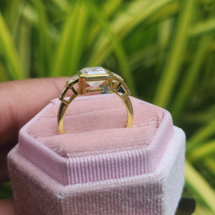 Asscher Cut Lab Grown Five Stone Ring For Women