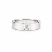 Emerald Moissanite Tension Set Solitaire Men's Ring