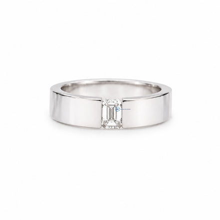Emerald Moissanite Tension Set Solitaire Men's Ring