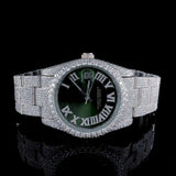 Full Iced Out Green Dial Moissanite Wrist Watch